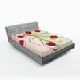 thumbnail image 1 of Ambesonne Flower Fitted Sheet, Watercolor Poppy, Full Size, Green Red, 1 of 3