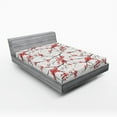 thumbnail image 1 of Ambesonne Flower Fitted Sheet, Windy April Weather, Full Size, Coral Black, 1 of 3