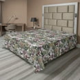 thumbnail image 1 of Ambesonne Flower Flat Bedding Sheet Soft Top Sheet, Leaves Blossoming Petals Art, Queen, Grey Pink and Sage Green, 1 of 1