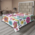 thumbnail image 1 of Ambesonne Flower Flat Sheet, Groovy Psychedelic Design, Queen Size, Multicolor, 1 of 1