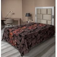 thumbnail image 1 of Ambesonne Flower Flat Sheet, Japanese Vivid Florals, Twin Size, Black Orange Mustard, 1 of 1