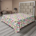 thumbnail image 1 of Ambesonne Flower Flat Sheet, Shabby Plant Leaves Buds, Full Size, Pink and Blue, 1 of 1