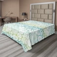 thumbnail image 1 of Ambesonne Flower Flat Sheet, Soft Toned Blossom Petals, King Size, Seafoam Pale Green White, 1 of 1