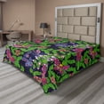 thumbnail image 1 of Ambesonne Flower Flat Sheet, Tropical Vivid Petal, King Size, Navy Blue Fern Green, 1 of 1