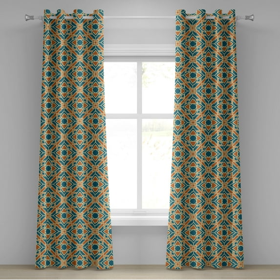 Ambesonne Flower Grommet Curtain, Conceptual Plants, 50" x 72", Petrol Blue Orange
