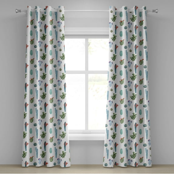 Ambesonne Flower Grommet Curtain, Desert Hot Mexican South, 50" x 120", Blue and Green