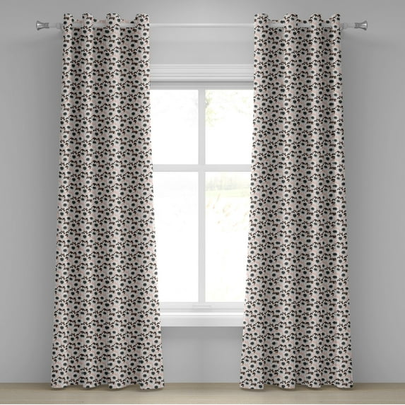 Ambesonne Flower Grommet Curtain, Floral Pastel Soft, 50" x 120", Pale Pink White Black