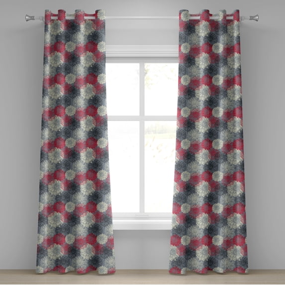 Ambesonne Flower Grommet Curtain, Hand Drawn Floral Art, 50" x 84", Multicolor