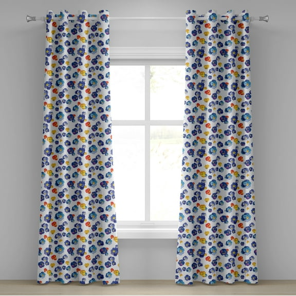 Ambesonne Flower Grommet Curtain, Nature Botanic Violet, 50" x 96", Dark Blue Orange