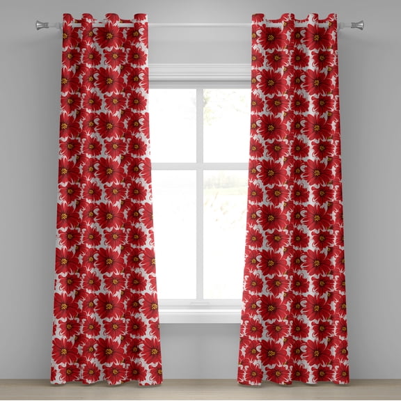 Ambesonne Flower Grommet Curtain, Seasonal Romantic Spring, 50" x 120", Pale Pink Vermilion