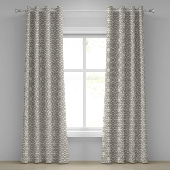Ambesonne Flower Grommet Curtain, Vintage Minimalist Blossom, 50"x108", Blue Grey and Eggshell