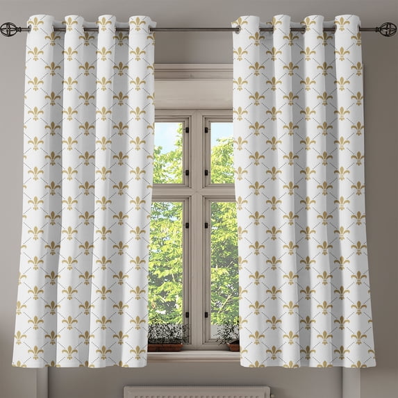 Ambesonne Flower Grommet Curtain, Vintage Style Lilies, 50" x 54", Yellow and White