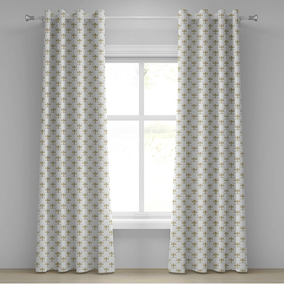 Ambesonne Flower Grommet Curtain, Vintage Style Lilies, 50" x 72", Yellow and White