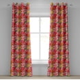 thumbnail image 1 of Ambesonne Flower Grommet Curtain, Watercolor Style Floral, 50" x 108", Red and Orange, 1 of 6