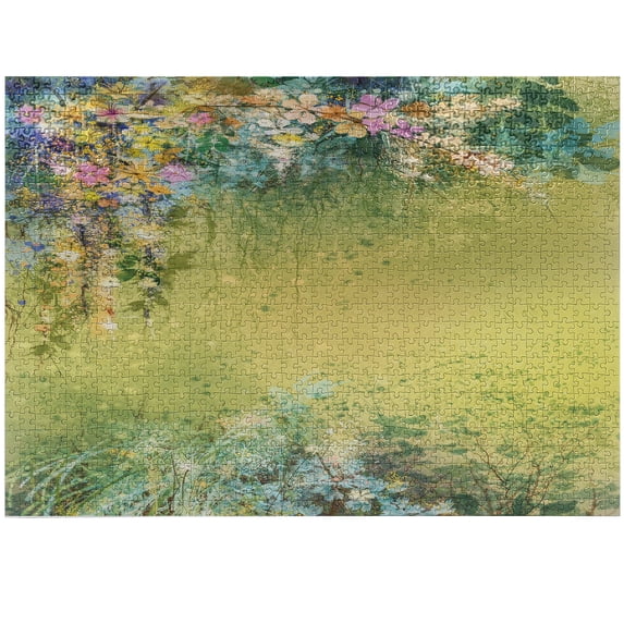 Ambesonne Flower Jigsaw Puzzle, Spring Foliage Vintage, Heirloom-Quality Fun Activity for Family Durable Cardboard, 1000 pcs, Green