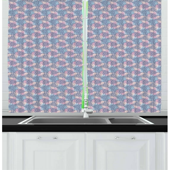 Ambesonne Flower Kitchen Curtains, Abstract Colorful Dandelion, 55"x39", Multicolor