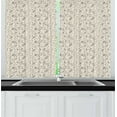 thumbnail image 1 of Ambesonne Flower Kitchen Curtains, Rocks Flowers Leaves Sketch, 55"x45", Cream and Brown, 1 of 3