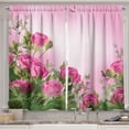 thumbnail image 1 of Ambesonne Flower Kitchen Curtains, Spring Season Roses Buds, 55"x39", Pink and Green, 1 of 3