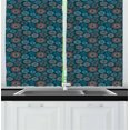 thumbnail image 1 of Ambesonne Flower Kitchen Curtains, Summer Illustration, 55"x39", Orange Dark Blue, 1 of 2