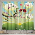 thumbnail image 1 of Ambesonne Flower Landscapes Kitchen Curtains, Birds on a Tree, 55"x45", Fern Green Multicolor, 1 of 1