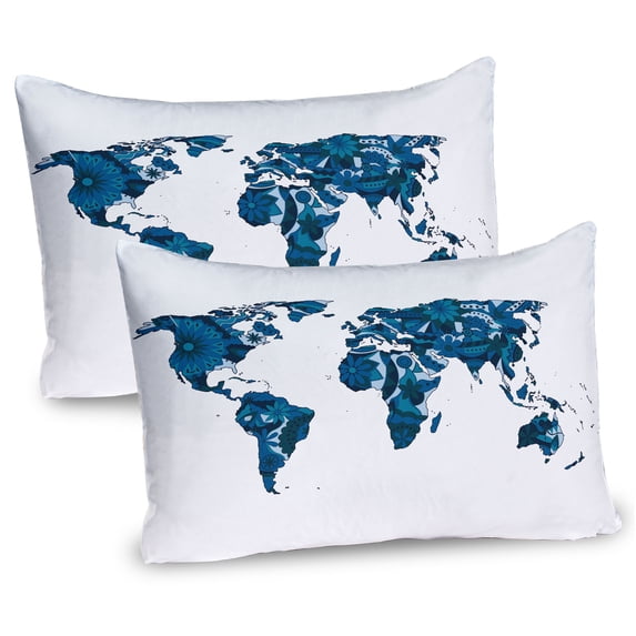 Ambesonne Flower Pillow Sham 2 Pack, Flower Blue Tones, 26"x20", Dark Violet Blue