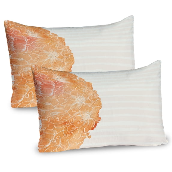 Ambesonne Flower Pillow Sham 2 Pack, Island Floral Side Frame, 30"x20", Vermilion