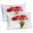 thumbnail image 1 of Ambesonne Flower Pillow Sham 2 Pack, Watercolor Tulip Bouquet, 26"x20", Pink Coral Green, 1 of 3