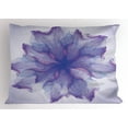 thumbnail image 1 of Ambesonne Flower Pillow Sham, Blossoming Petals Layout, 26" X 20", Purple Dark Purple, 1 of 2
