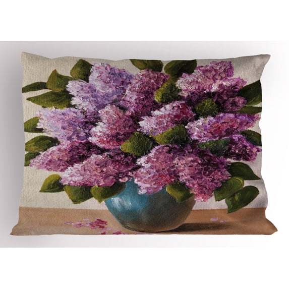 Ambesonne Flower Pillow Sham, Lilac Bouquet Art, 26" X 20", Multicolor