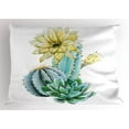 thumbnail image 1 of Ambesonne Flower Pillow Sham, Plant Spikes Cactus, 26" X 20", Blue and White, 1 of 2