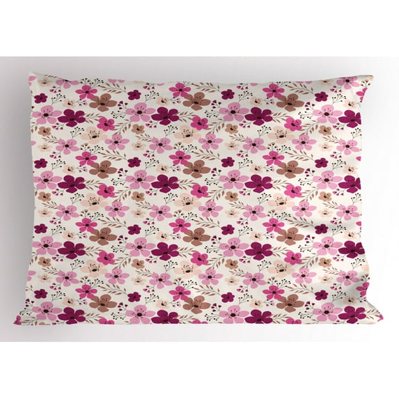 Ambesonne Flower Pillow Sham, Spring Nature Growth Design, 26" X 20", Multicolor