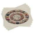 thumbnail image 1 of Ambesonne Flower Place Mats Set of 4, Boho Medallion Floral Print, Standard Size, Eggshell Vermilion Blush, 1 of 5