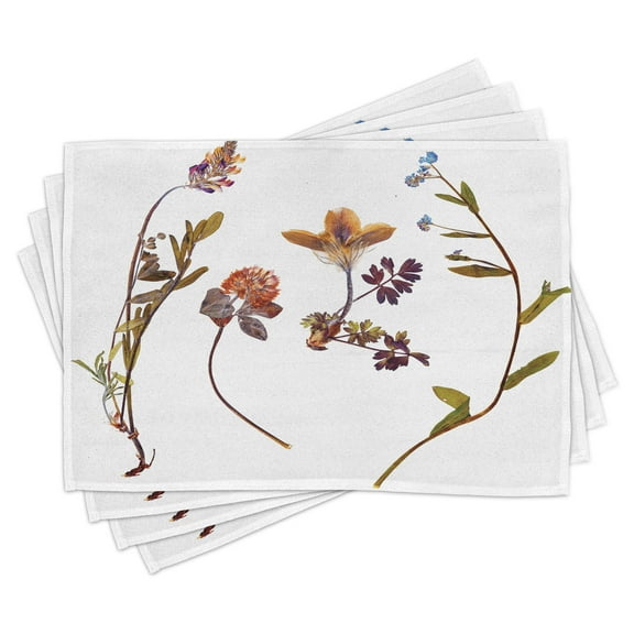 Ambesonne Flower Place Mats Set of 4, Lilacs Daisises Tulips, Standard Size, Multicolor
