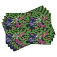 thumbnail image 1 of Ambesonne Flower Place Mats Set of 4, Tropical Vivid Petal, Standard Size, Navy Blue Fern Green, 1 of 6