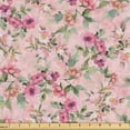 thumbnail image 1 of Ambesonne Flower Print Fabric by the Yard Upholstery, Blurry Spring Blossoms, 2 Yards, Rose Pink and Fern Green, 1 of 5