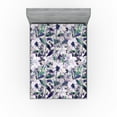 thumbnail image 1 of Ambesonne Flower Print Fitted Sheet, Floral Botany Pattern, King Size, Mauve Sea Green Quartz, 1 of 1