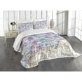 thumbnail image 1 of Ambesonne Flower Quilted Bedspread Set 2 Pcs, Baroque Hydrangeas Swirls, Twin Size, Lilac and Cream, 1 of 2