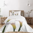 thumbnail image 1 of Ambesonne Flower Quilted Bedspread Set 2 Pcs, Calla Lilies Romantic, Twin Size, Green White Yellow, 1 of 5