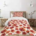 thumbnail image 1 of Ambesonne Flower Quilted Bedspread Set 2 Pcs, Poppies Garden Floral, Twin Size, Scarlet White Red, 1 of 5