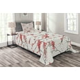 thumbnail image 1 of Ambesonne Flower Quilted Bedspread Set 2 Pcs, Windy April Weather, Twin Size, Coral Black, 1 of 3