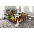 thumbnail image 1 of Ambesonne Flower Quilted Bedspread Set 3 Pcs, Daisies Dots Best Wish, Queen Size, Multicolor, 1 of 3