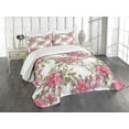 thumbnail image 1 of Ambesonne Flower Quilted Bedspread Set 3 Pcs, Dog Rose Garden Floral, King Size, Lime Green Pale Pink, 1 of 5