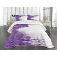 thumbnail image 1 of Ambesonne Flower Quilted Bedspread Set 3 Pcs, Iris Petals, King Size, Violet White, 1 of 3
