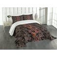 thumbnail image 1 of Ambesonne Flower Quilted Bedspread Set 3 Pcs, Japanese Vivid Florals, Queen Size, Black Orange Mustard, 1 of 5