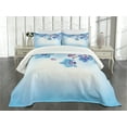 thumbnail image 1 of Ambesonne Flower Quilted Bedspread Set 3 Pcs, Orchids Nature, Queen Size, Blue and Purple, 1 of 5