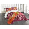 thumbnail image 1 of Ambesonne Flower Quilted Bedspread Set 3 Pcs, Sakura Blossom Japanese, King Size, Pale Pink Orange, 1 of 5