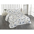 thumbnail image 1 of Ambesonne Flower Quilted Bedspread Set 3 Pcs, Simple Floral Petals Print, Queen, Taupe Grey and Slate Blue, 1 of 4