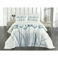 thumbnail image 1 of Ambesonne Flower Quilted Bedspread Set 3 Pcs, Tulips with Solar Effect, Queen Size, Dark Petrol Blue White, 1 of 5
