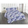 thumbnail image 1 of Ambesonne Flower Quilted Bedspread Set 3 Pcs, Watercolor Art Iris Flowers, Twin, Azure Blue Purple and White, 1 of 4