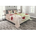 thumbnail image 1 of Ambesonne Flower Quilted Bedspread Set 3 Pcs, Watercolor Poppy, Queen Size, Green Red, 1 of 3
